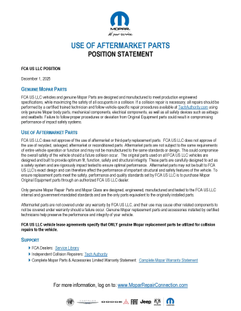 Use of Aftermarket Parts